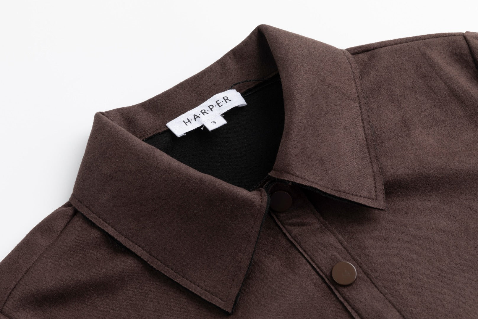 Suede Button Down Top - Brown