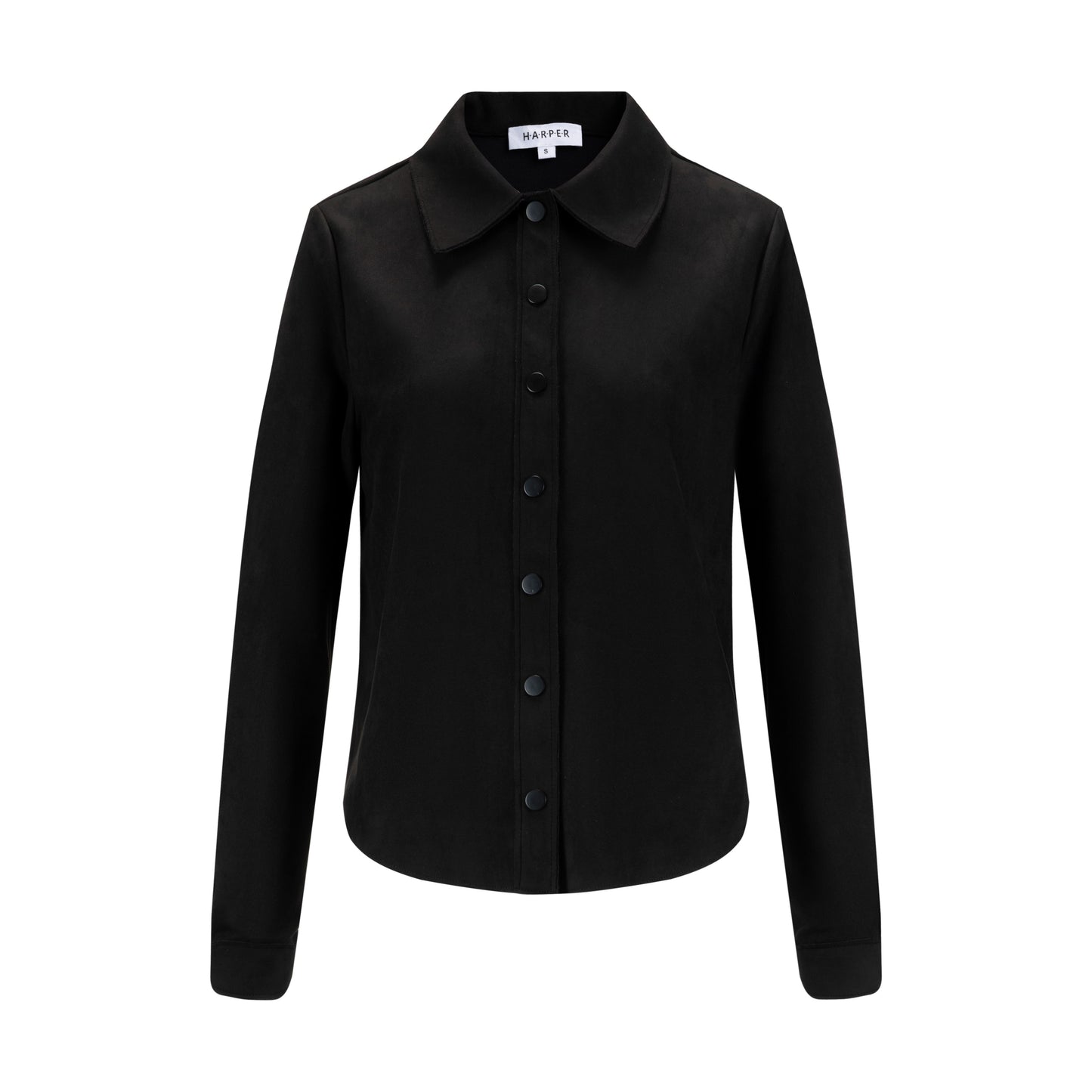 Suede Button Down Top - Black