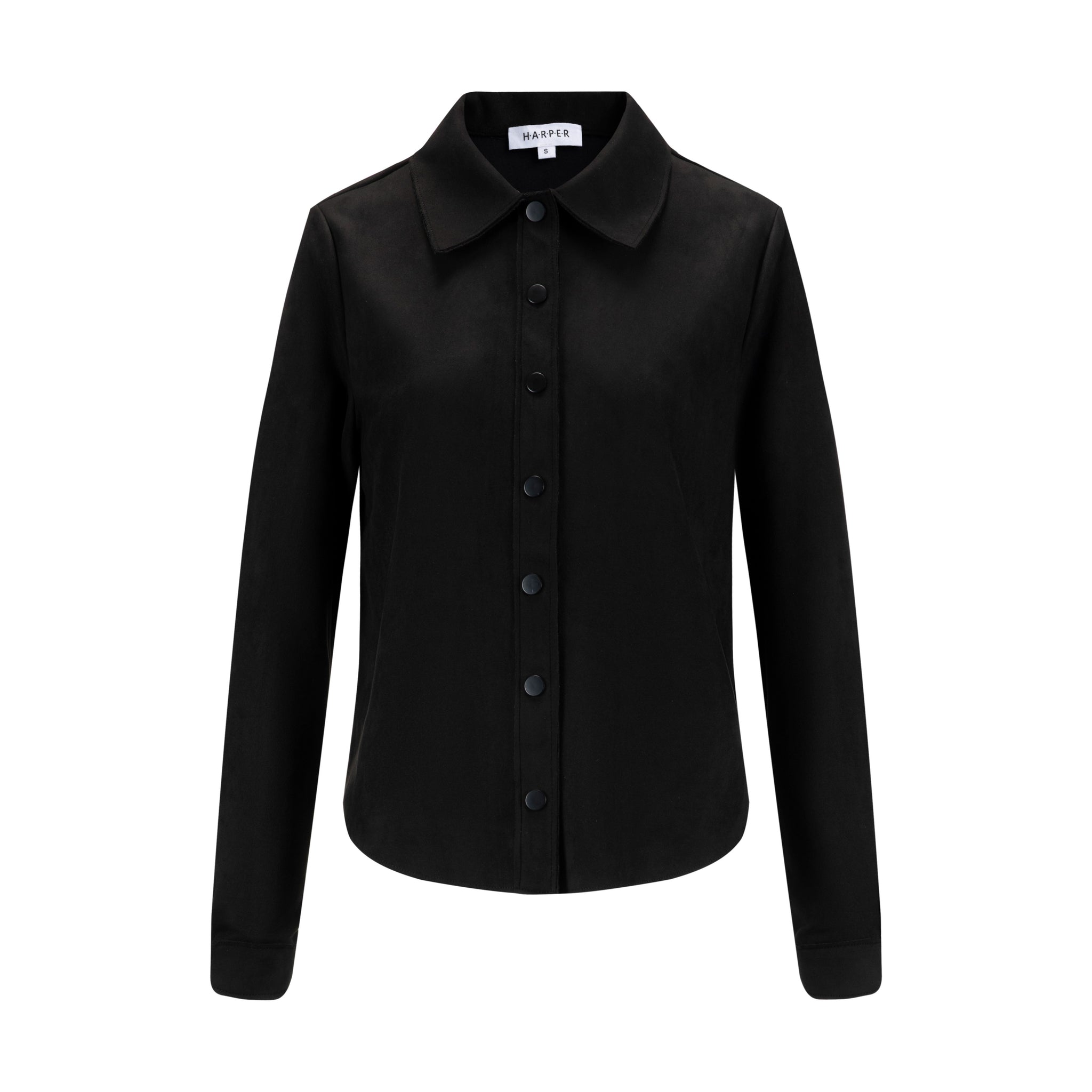 Suede Button Down Top - Black