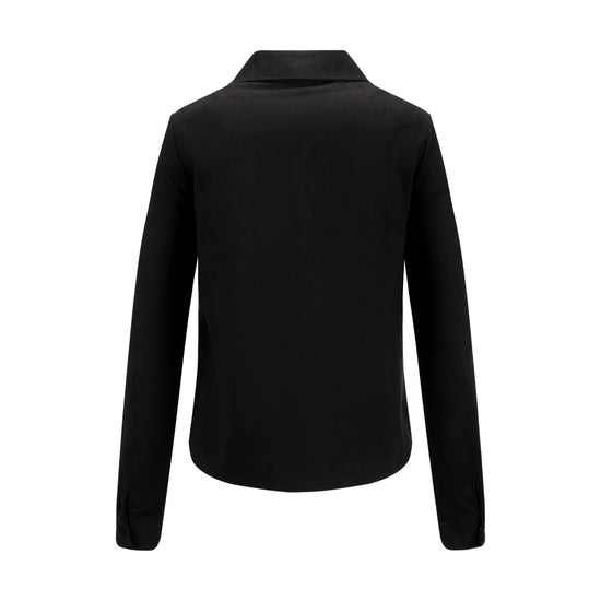 Suede Button Down Top - Black