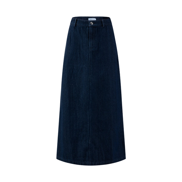 Denim Pin Stripe Skirt - Blue