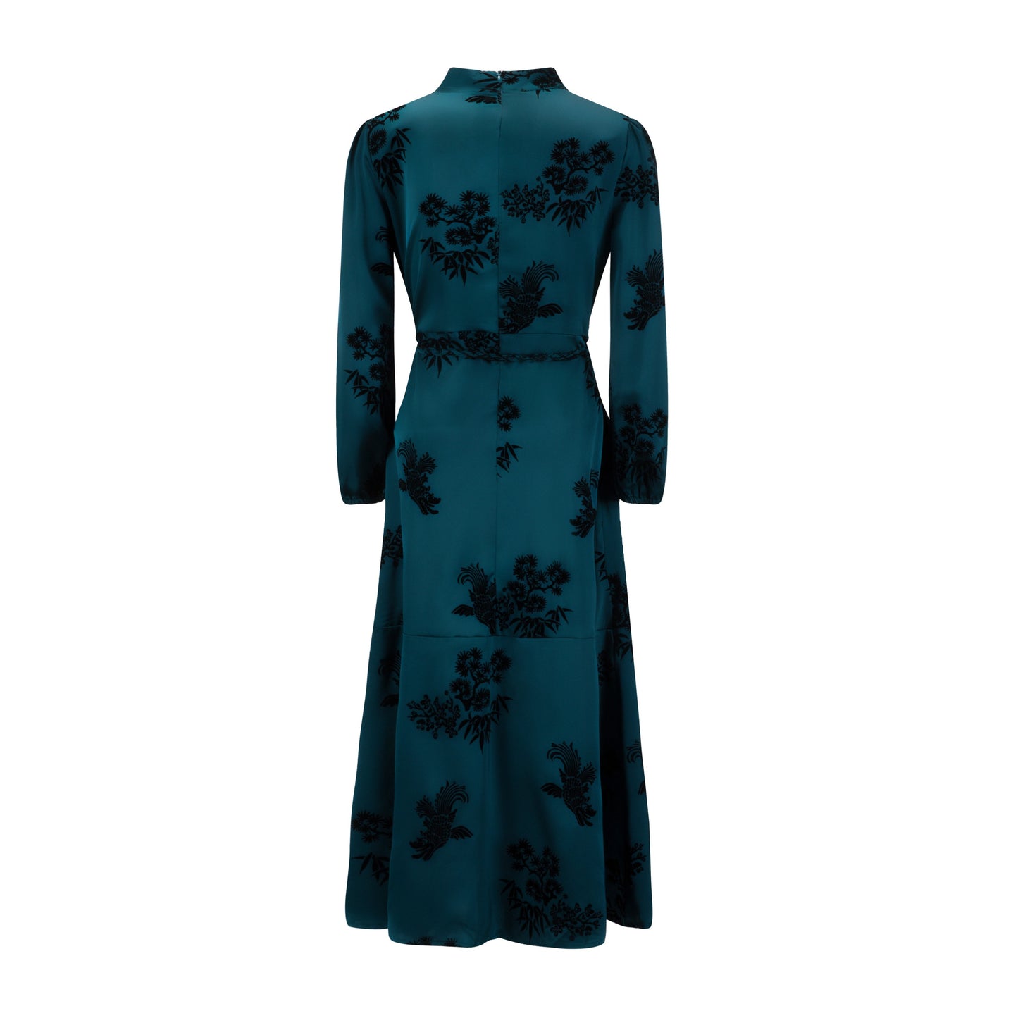 Teal Embroidered Braided Belt Dress