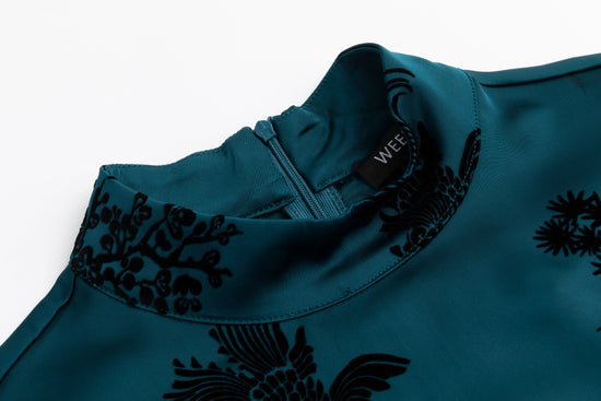 Teal Embroidered Braided Belt Dress