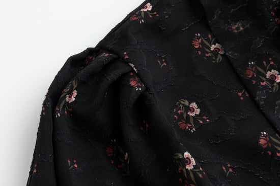 Black Printed Lace Neck Tie Dress