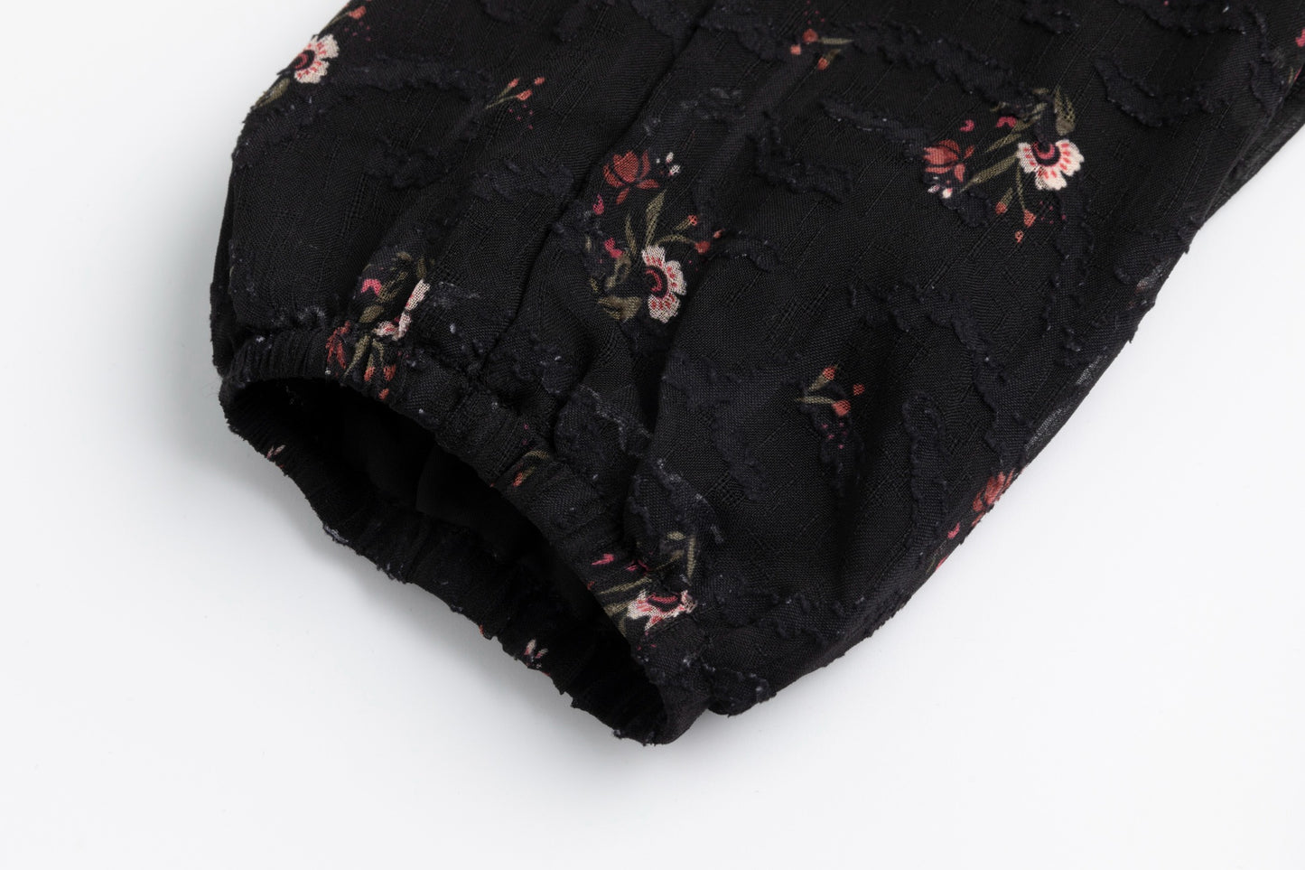 Black Printed Lace Neck Tie Dress