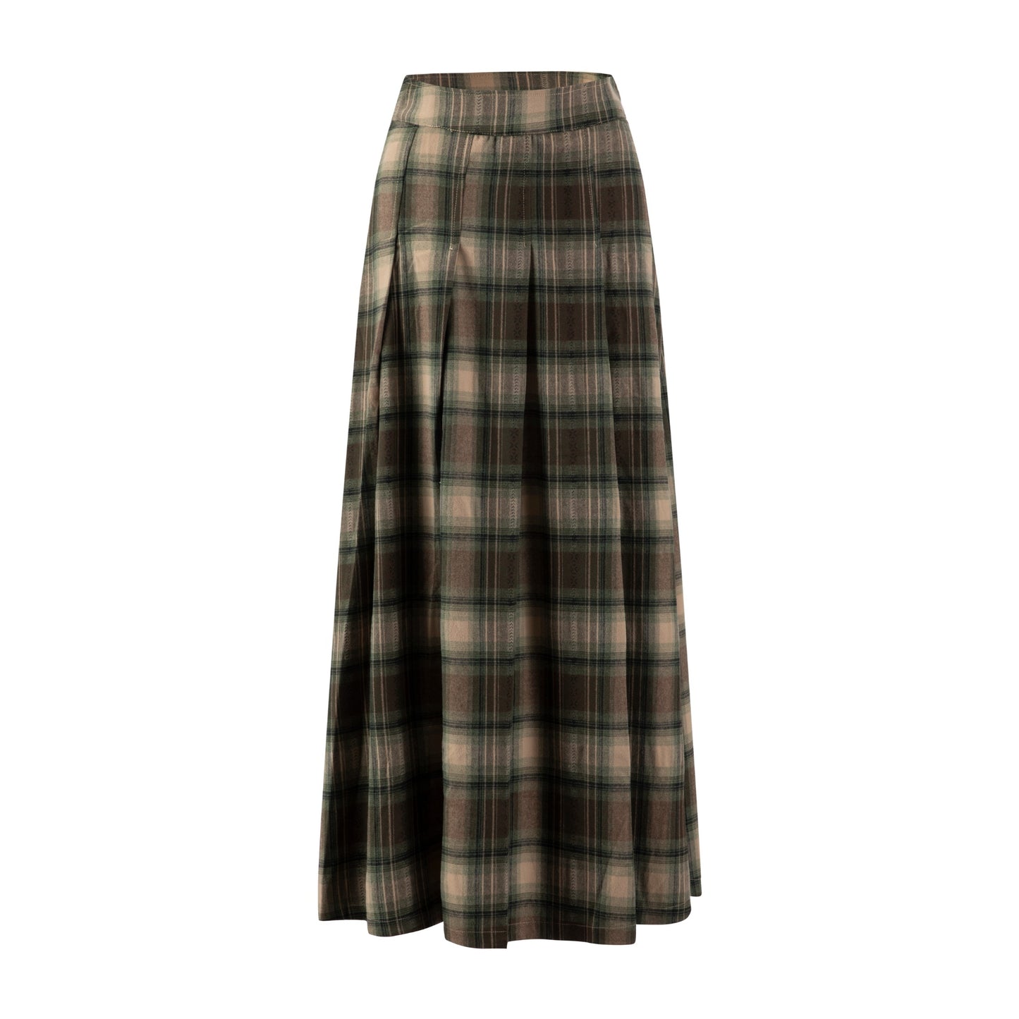 Green Plaid Pleated Skirt