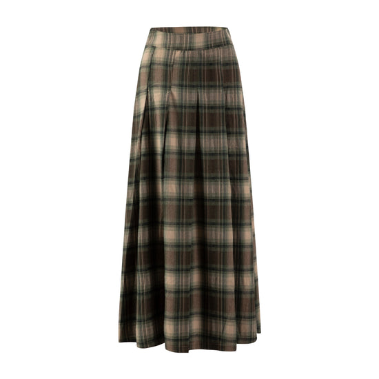 Green Plaid Pleated Skirt
