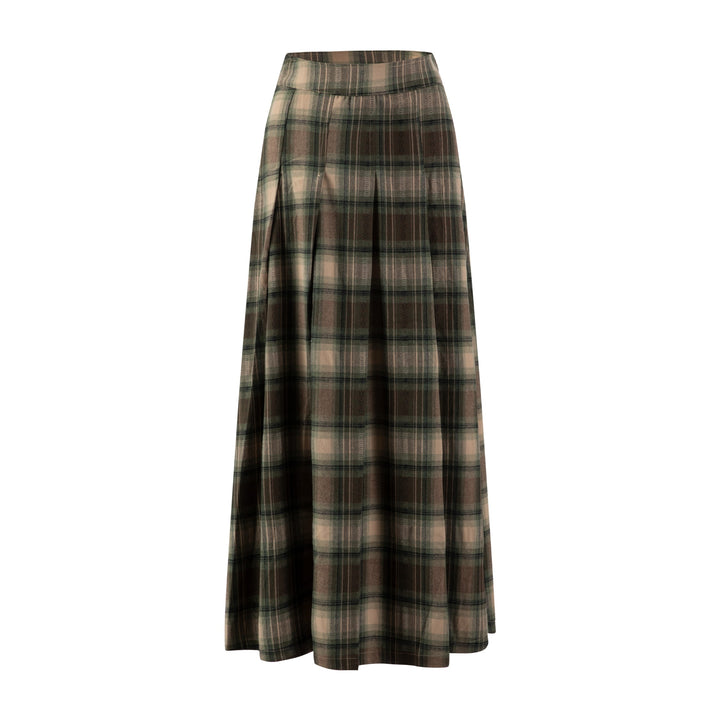 Green Plaid Pleated Skirt