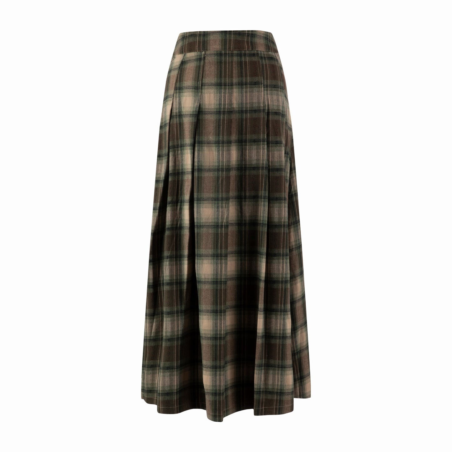 Green Plaid Pleated Skirt