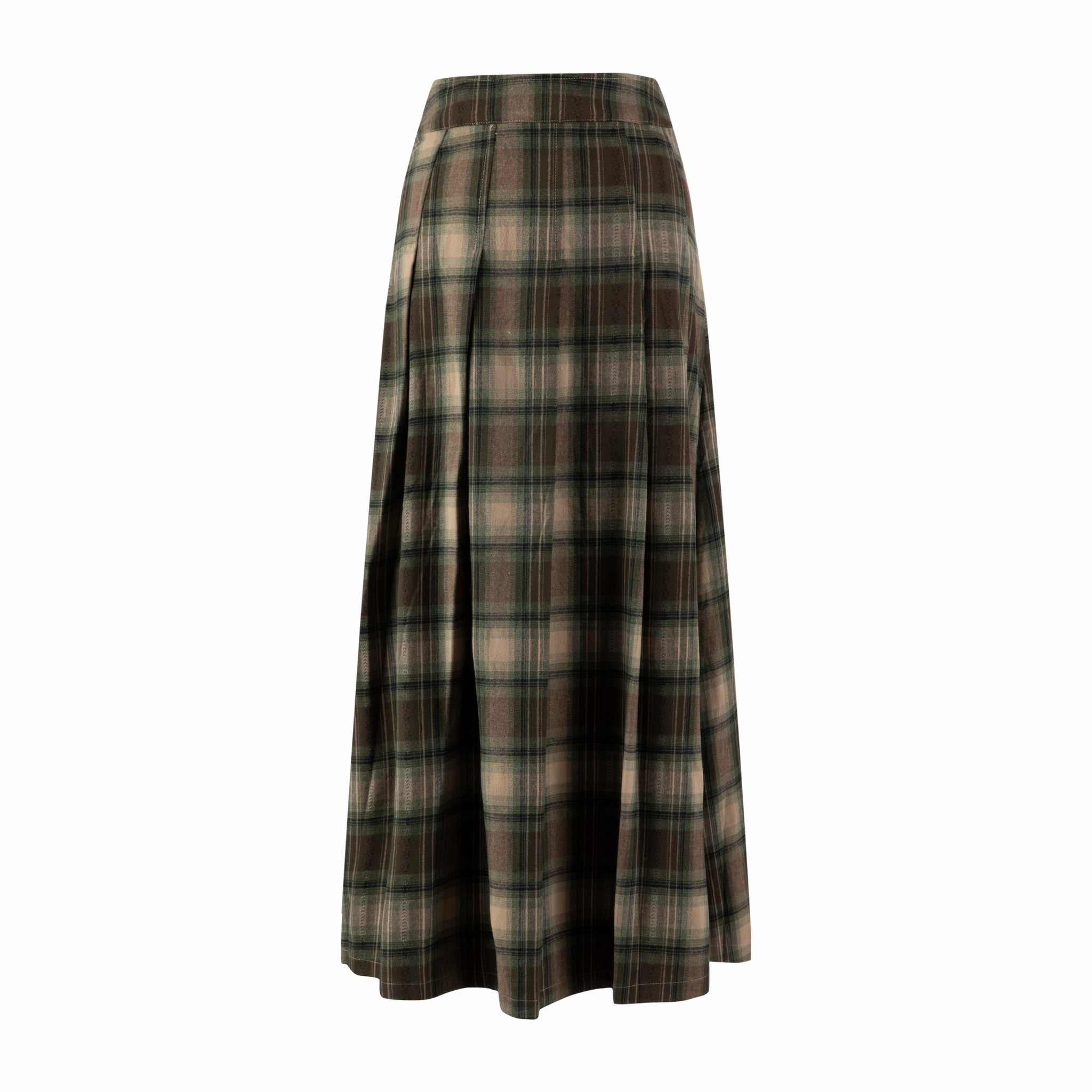 Green Plaid Pleated Skirt