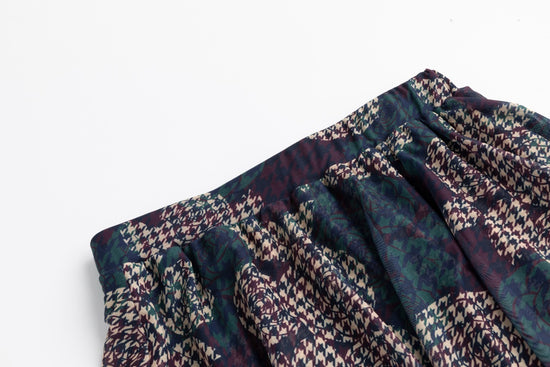 Houndstooth Floral Printed Skirt