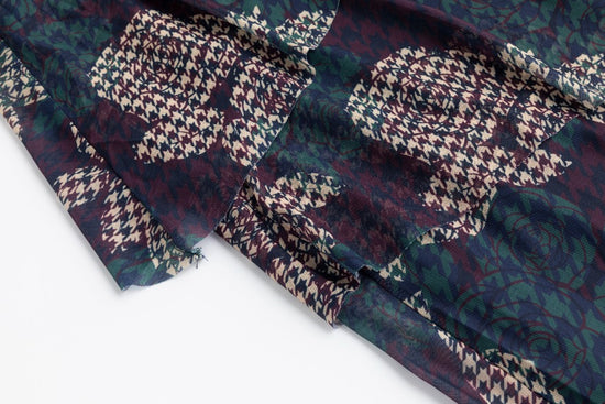 Houndstooth Floral Printed Skirt