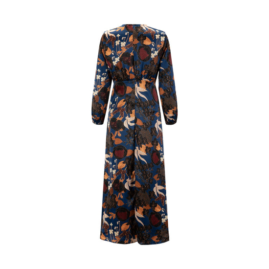Navy Multicolored Silk Dress