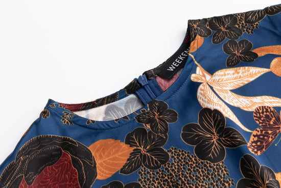 Navy Multicolored Silk Dress