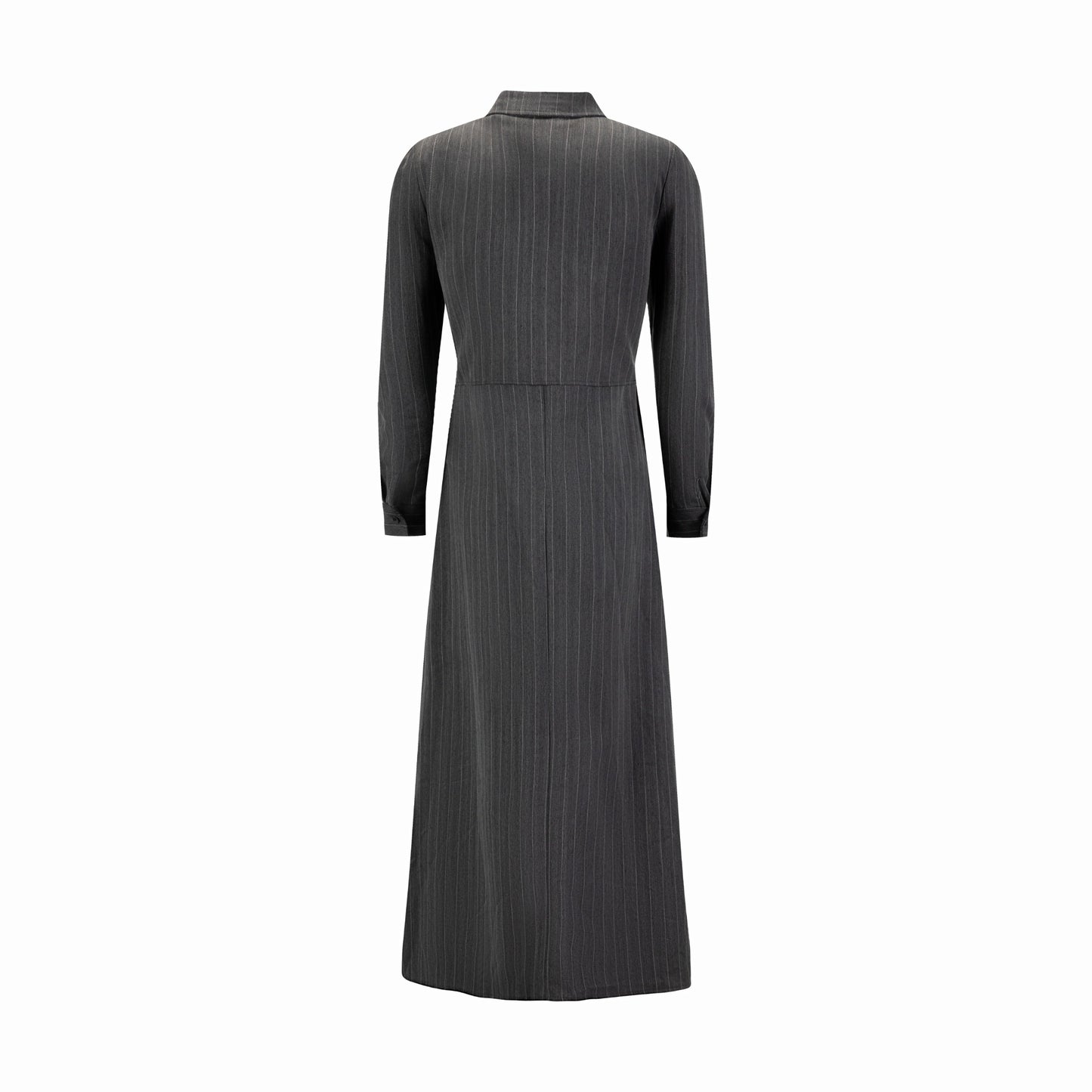 Grey Pin Stripe Button Down Overlay Dress