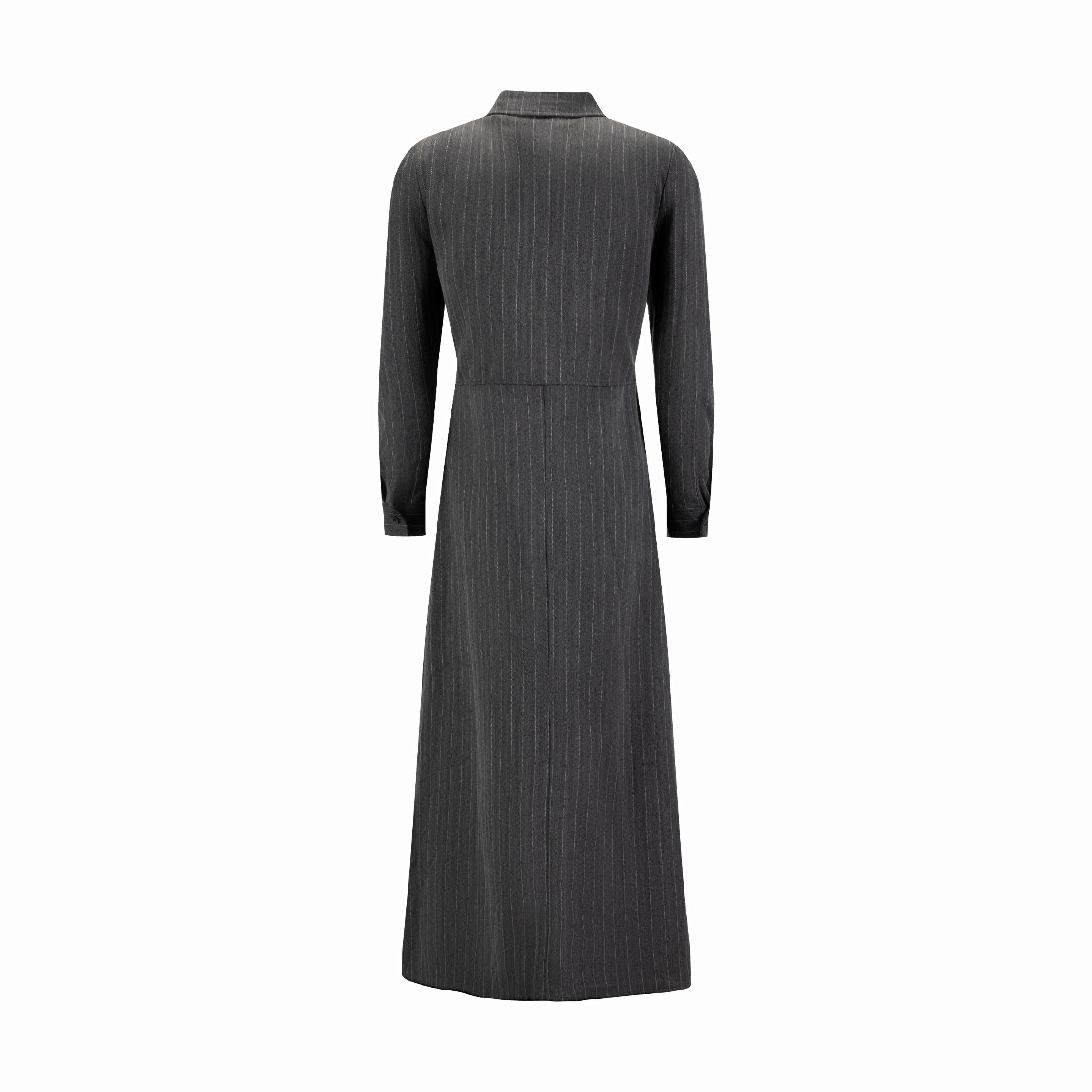 Grey Pin Stripe Button Down Overlay Dress