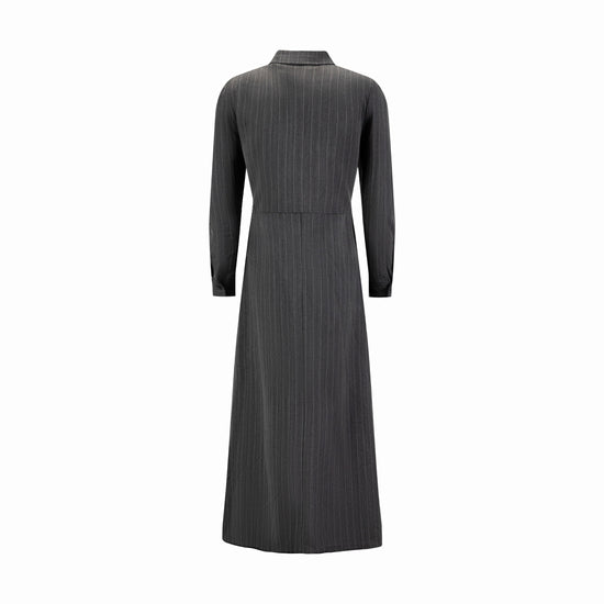 Grey Pin Stripe Button Down Overlay Dress