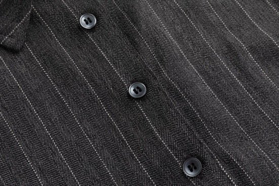 Grey Pin Stripe Button Down Overlay Dress