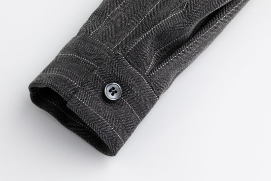 Grey Pin Stripe Button Down Overlay Dress