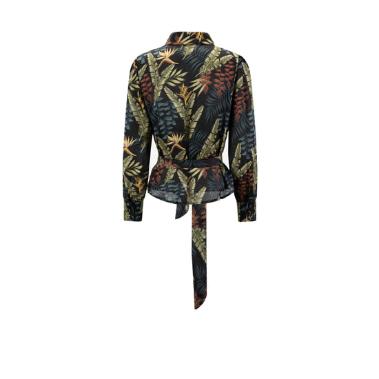 Multi Colored Leaves Printed Top