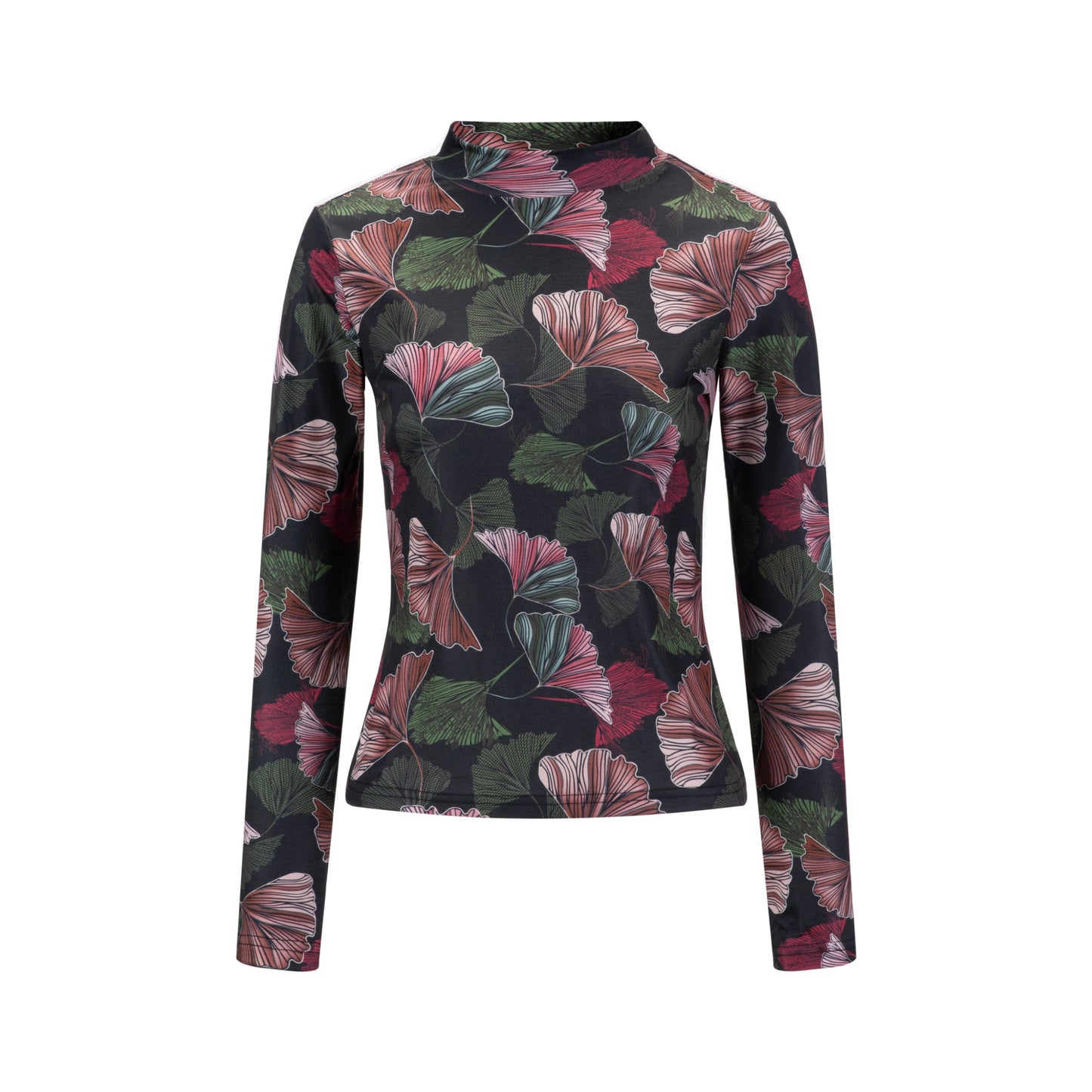 Black Floral Printed Mock Neck Top