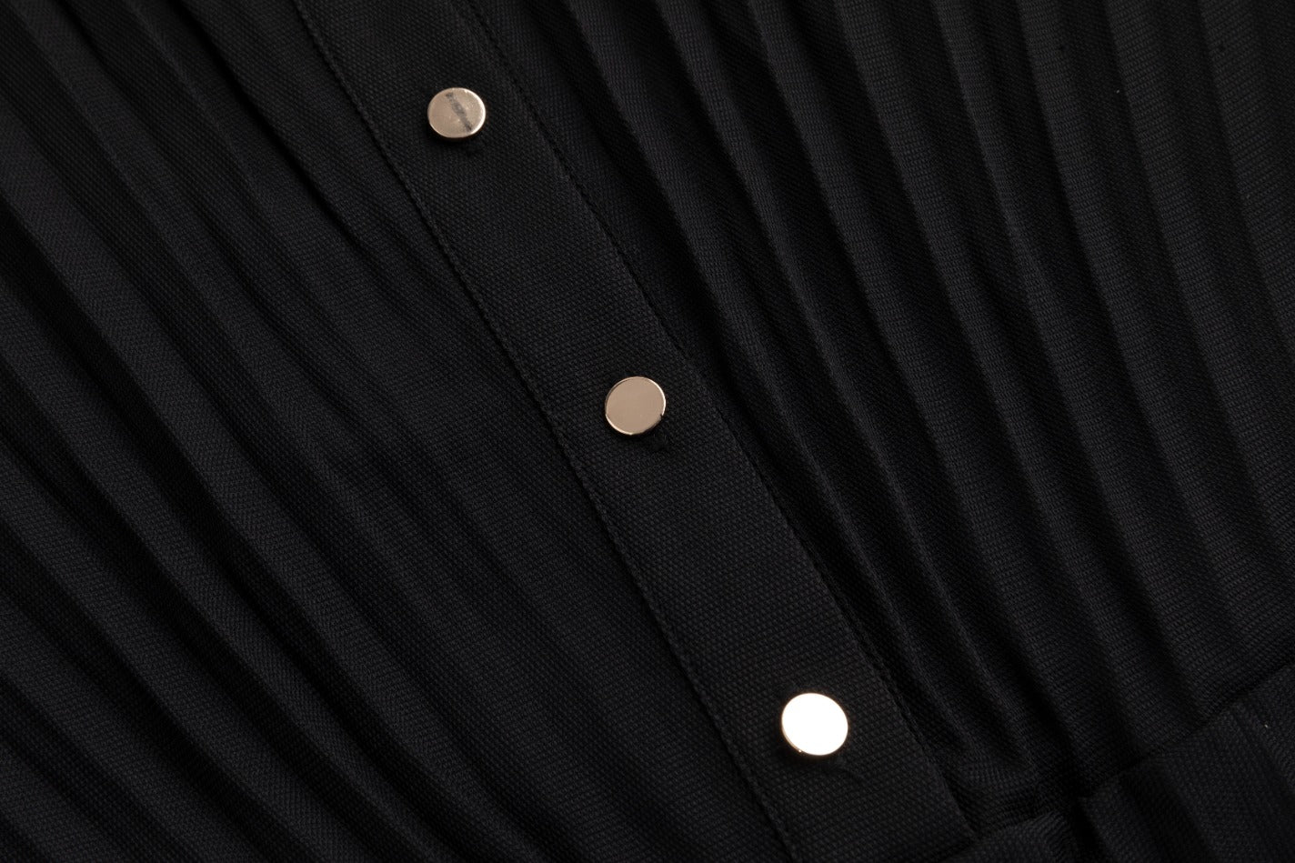 Black Pleated Belted Dress