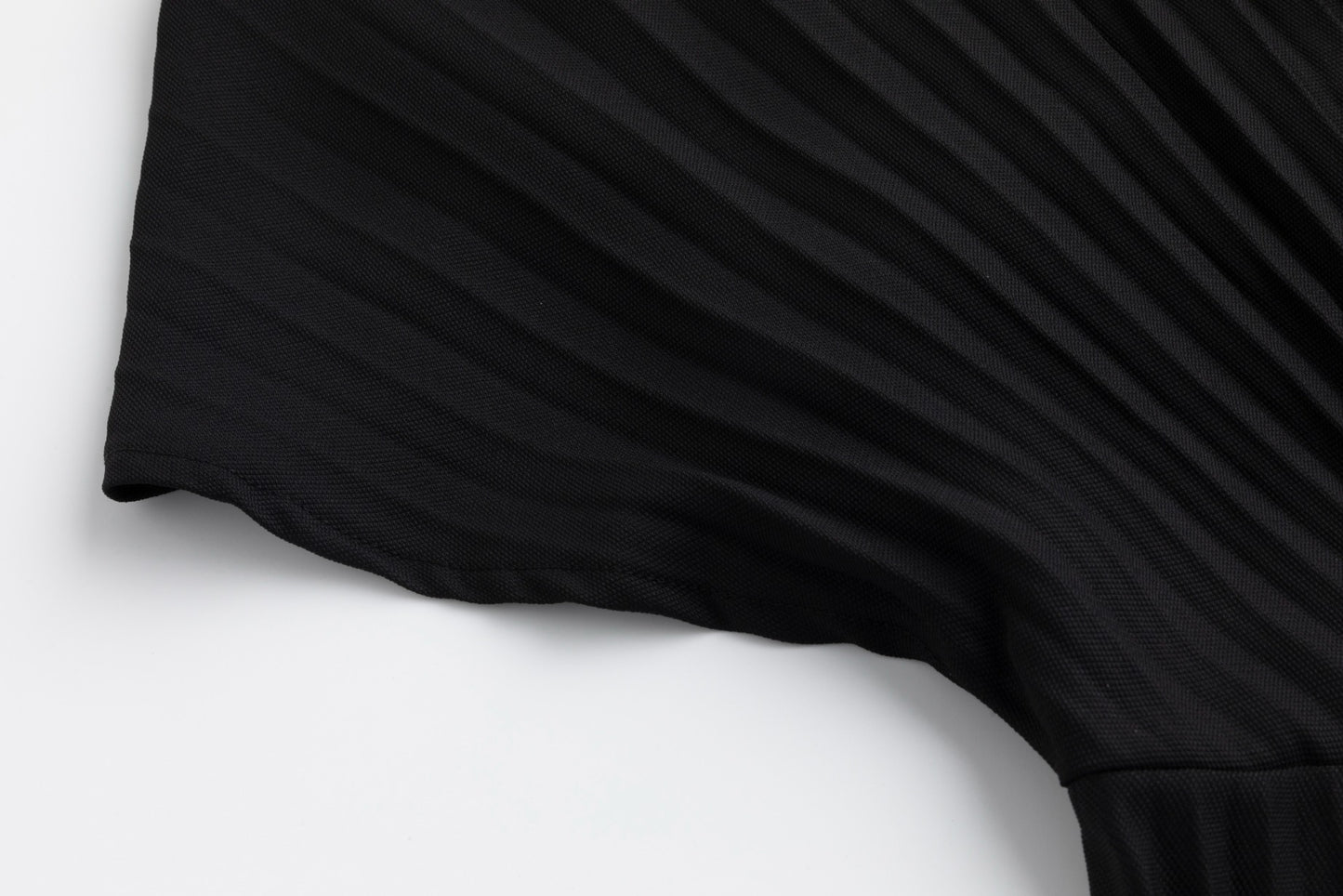 Black Pleated Belted Dress