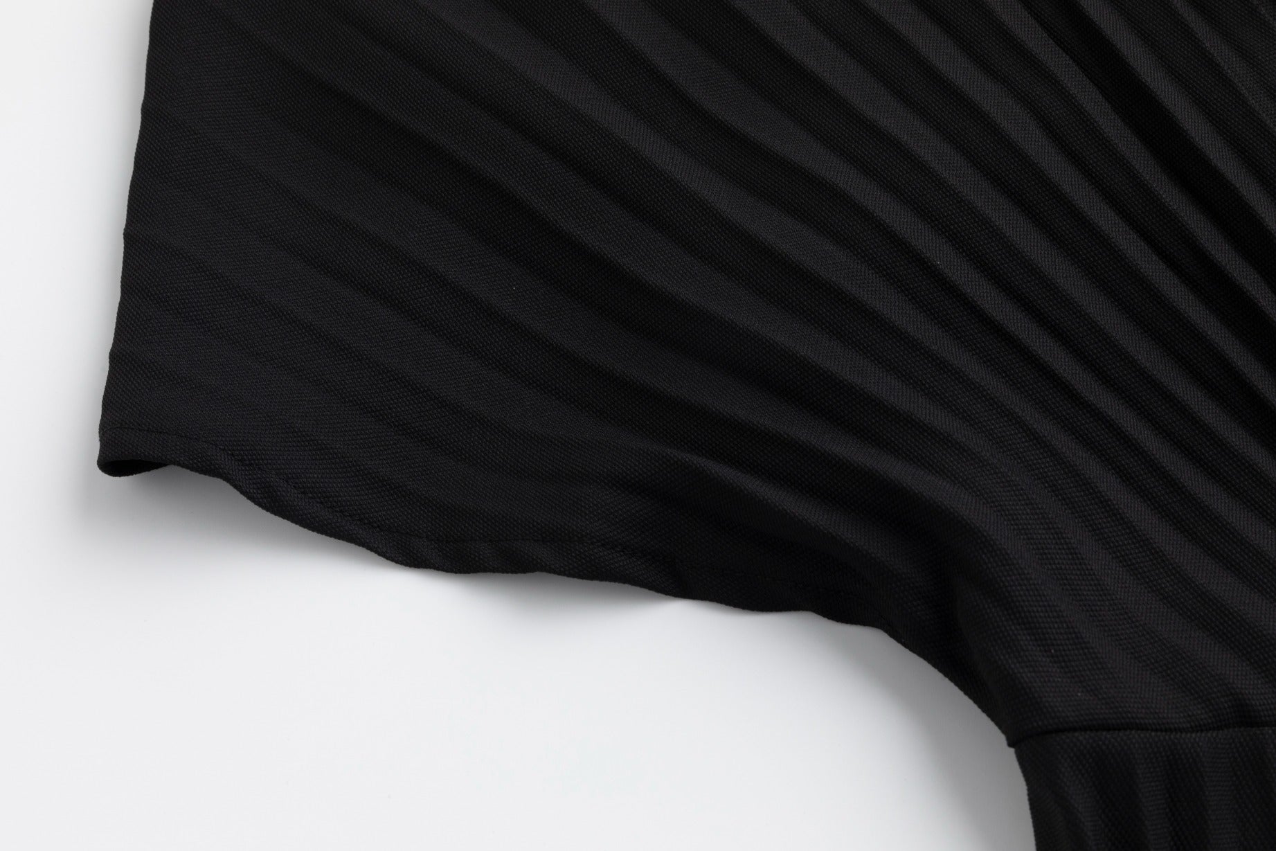 Black Pleated Belted Dress