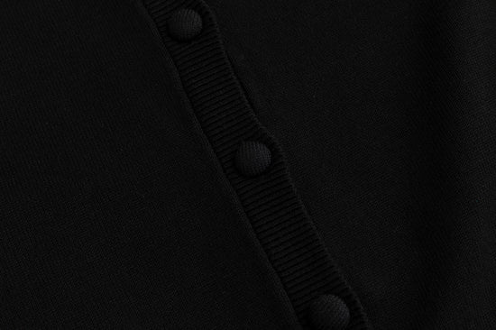 Black And Yellow Printed Drawstring Dress With Overlay Cardigan