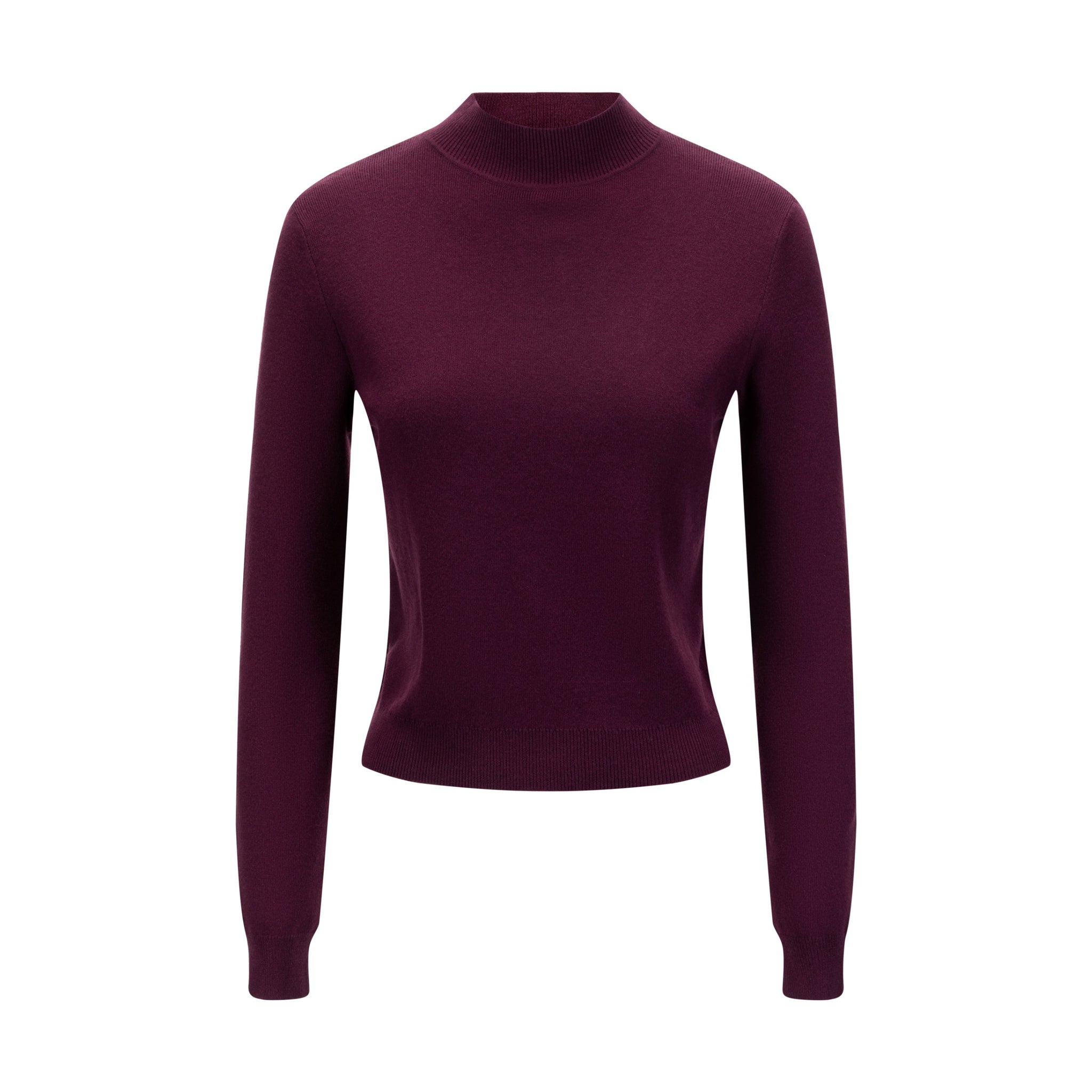 Burgundy Knit Mock Neck Top