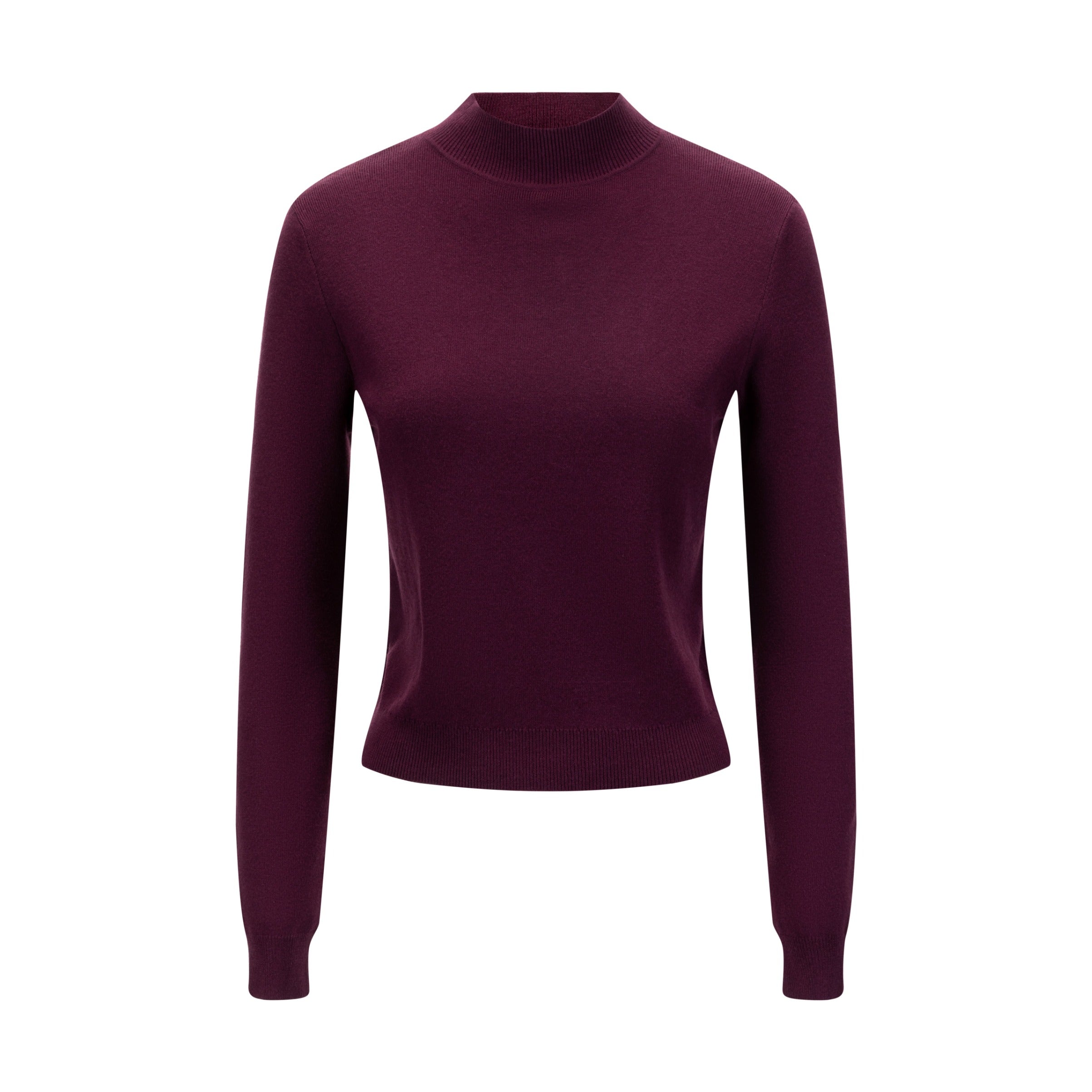 Burgundy Knit Mock Neck Top