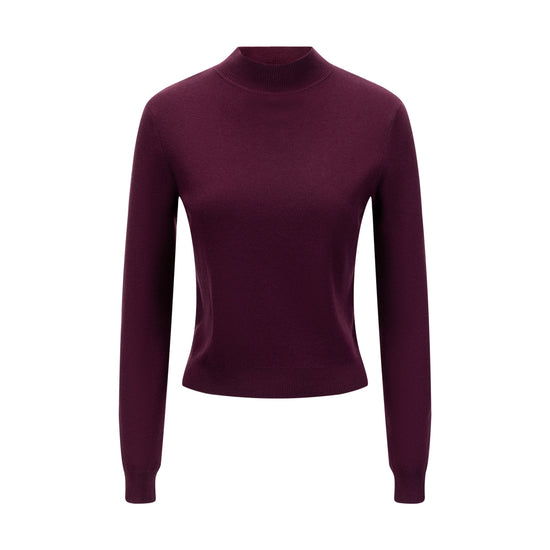 Burgundy Knit Mock Neck Top