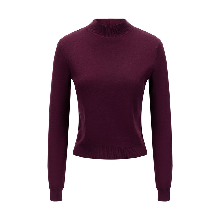 Burgundy Knit Mock Neck Top