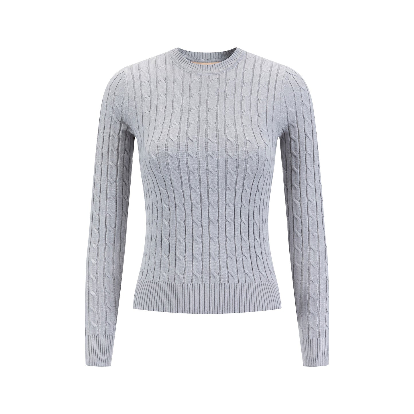Cable Knit Sweater - Light Gray