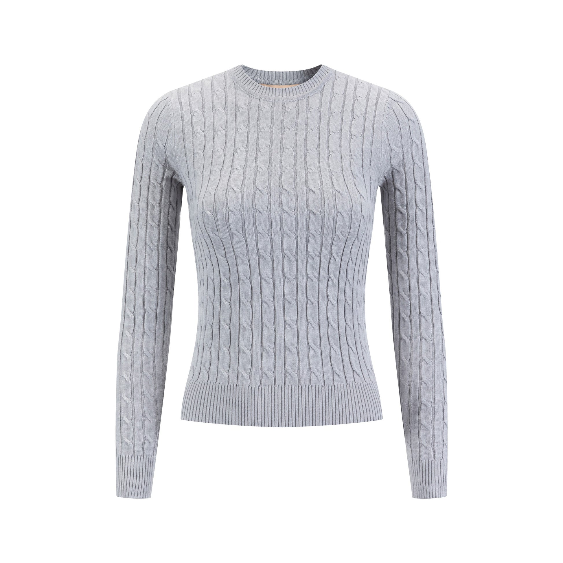 Cable Knit Sweater - Light Gray