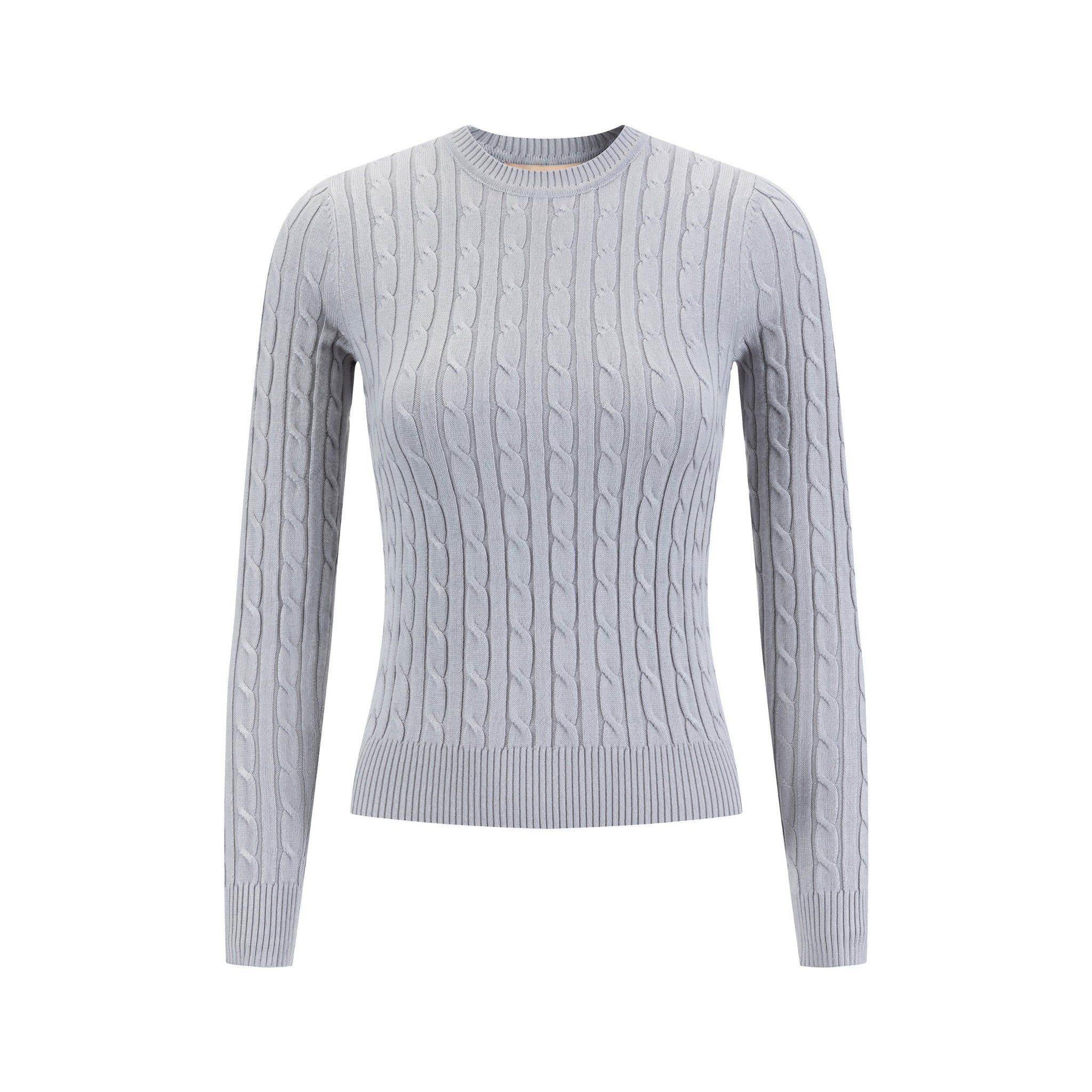 Cable Knit Sweater - Light Gray