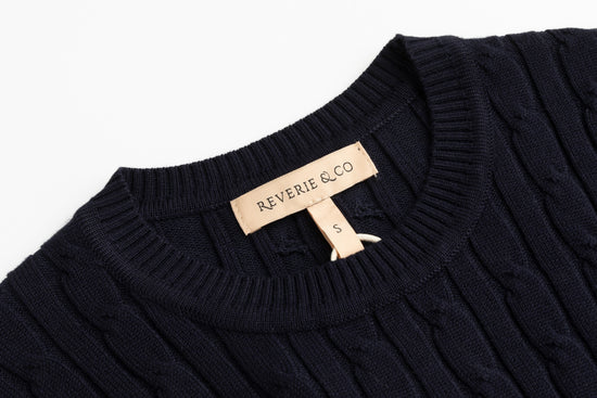 Cable Knit Sweater - Navy
