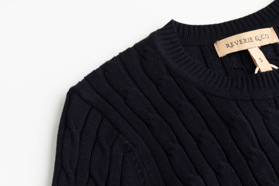Cable Knit Sweater - Navy