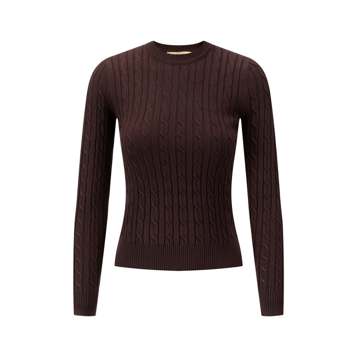 Cable Knit Sweater - Brown