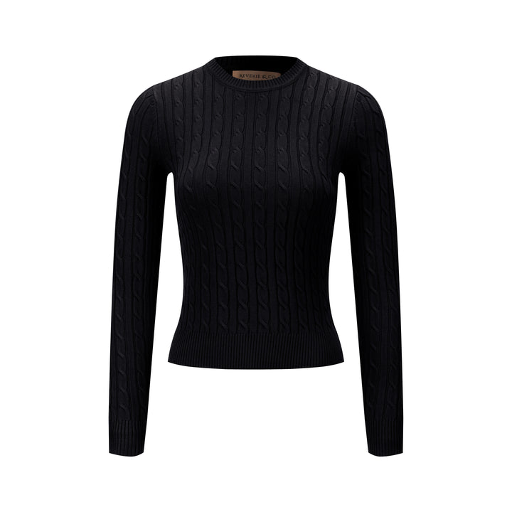 Cable Knit Sweater - Black