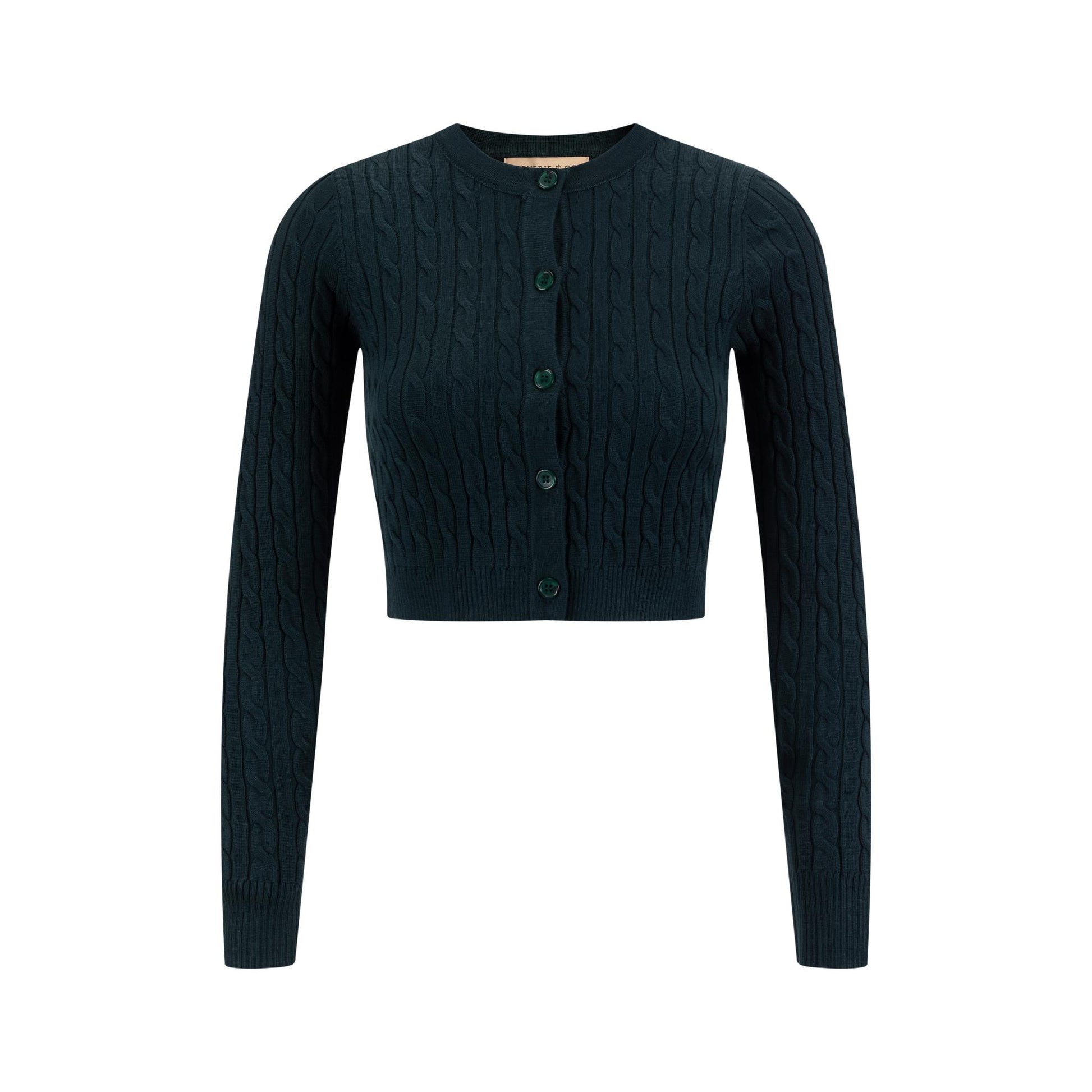 Cable Knit Cardigan - Green