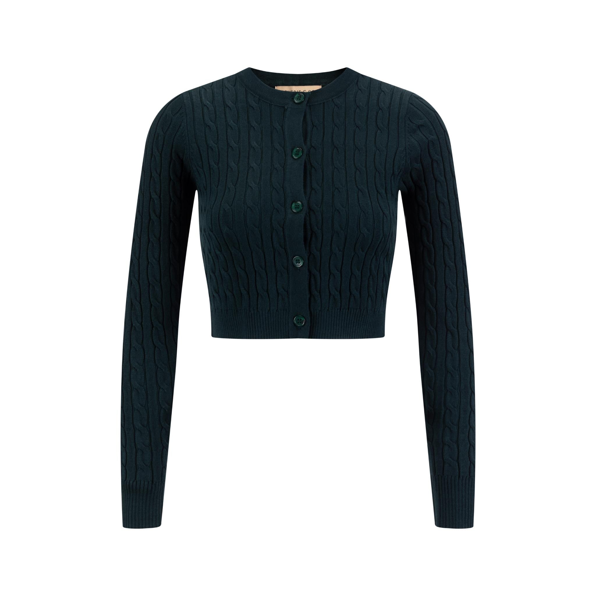 Cable Knit Cardigan - Green