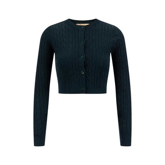 Cable Knit Cardigan - Green