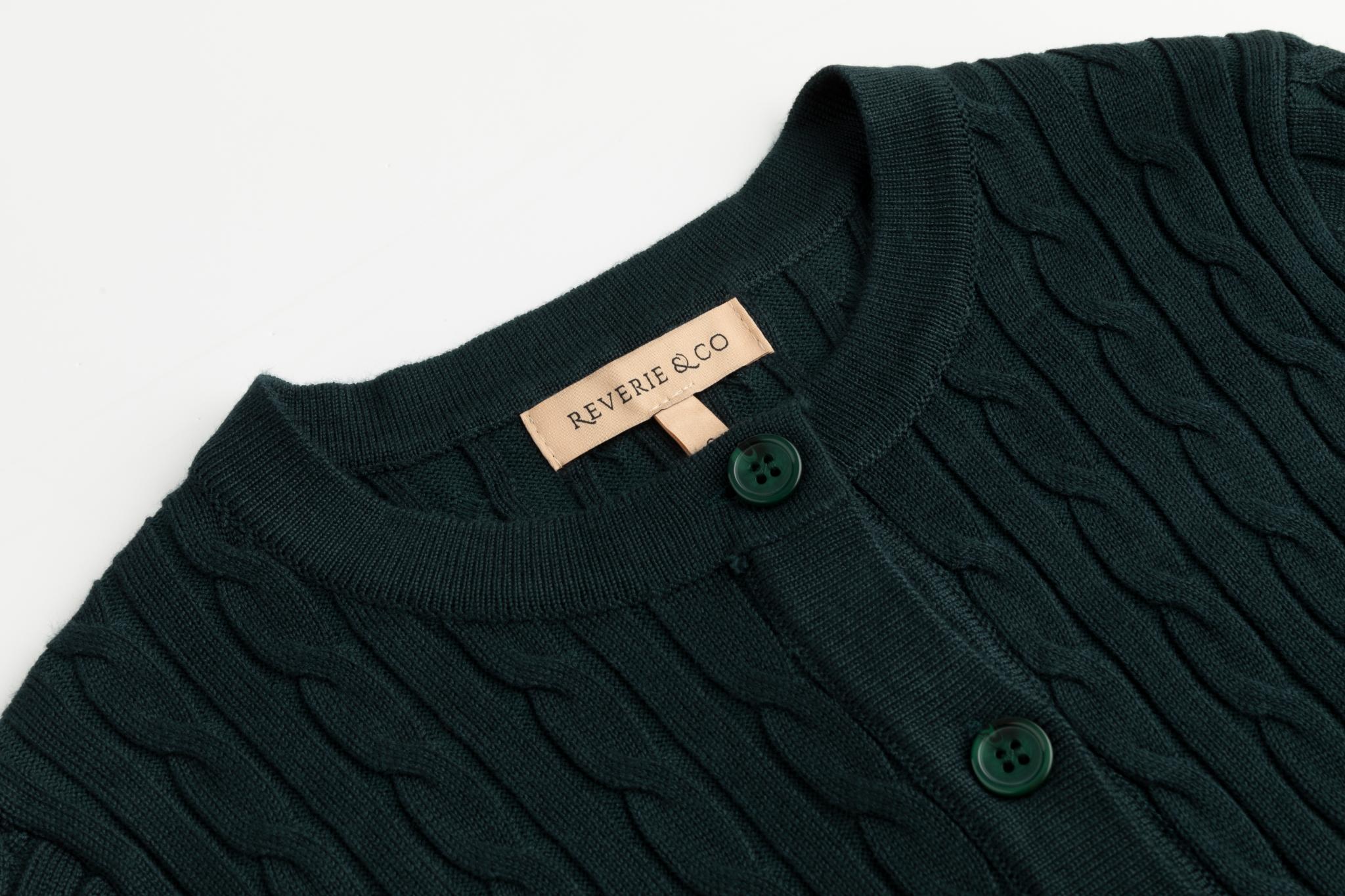 Cable Knit Cardigan - Green