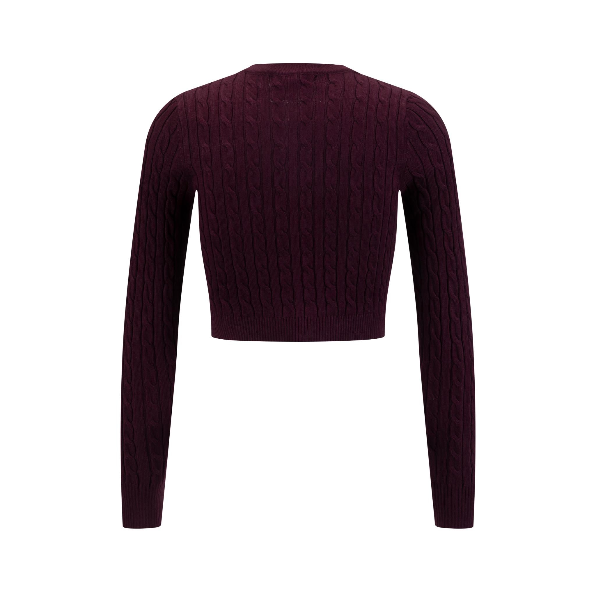 Cable Knit Cardigan - Burgundy
