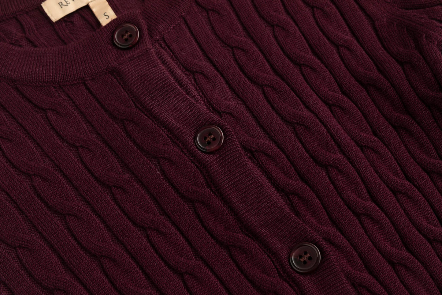 Cable Knit Cardigan - Burgundy