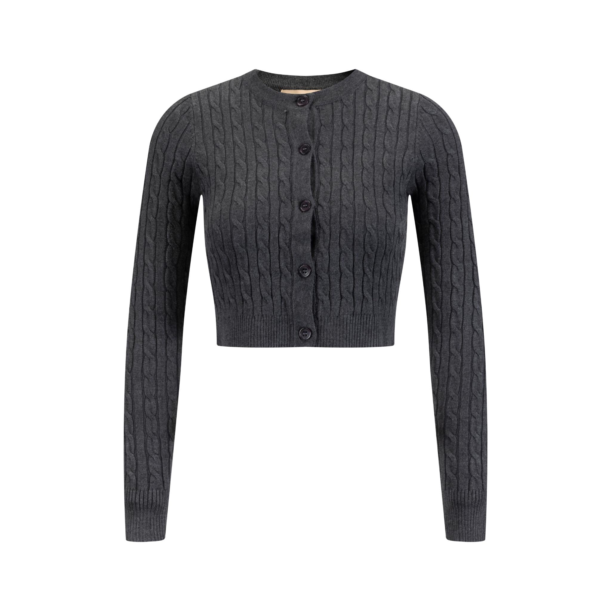 Cable Knit Cardigan - Grey