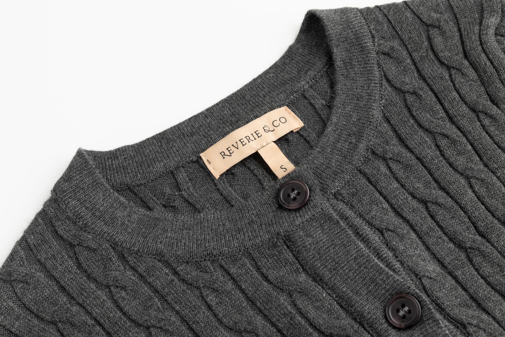 Cable Knit Cardigan - Grey