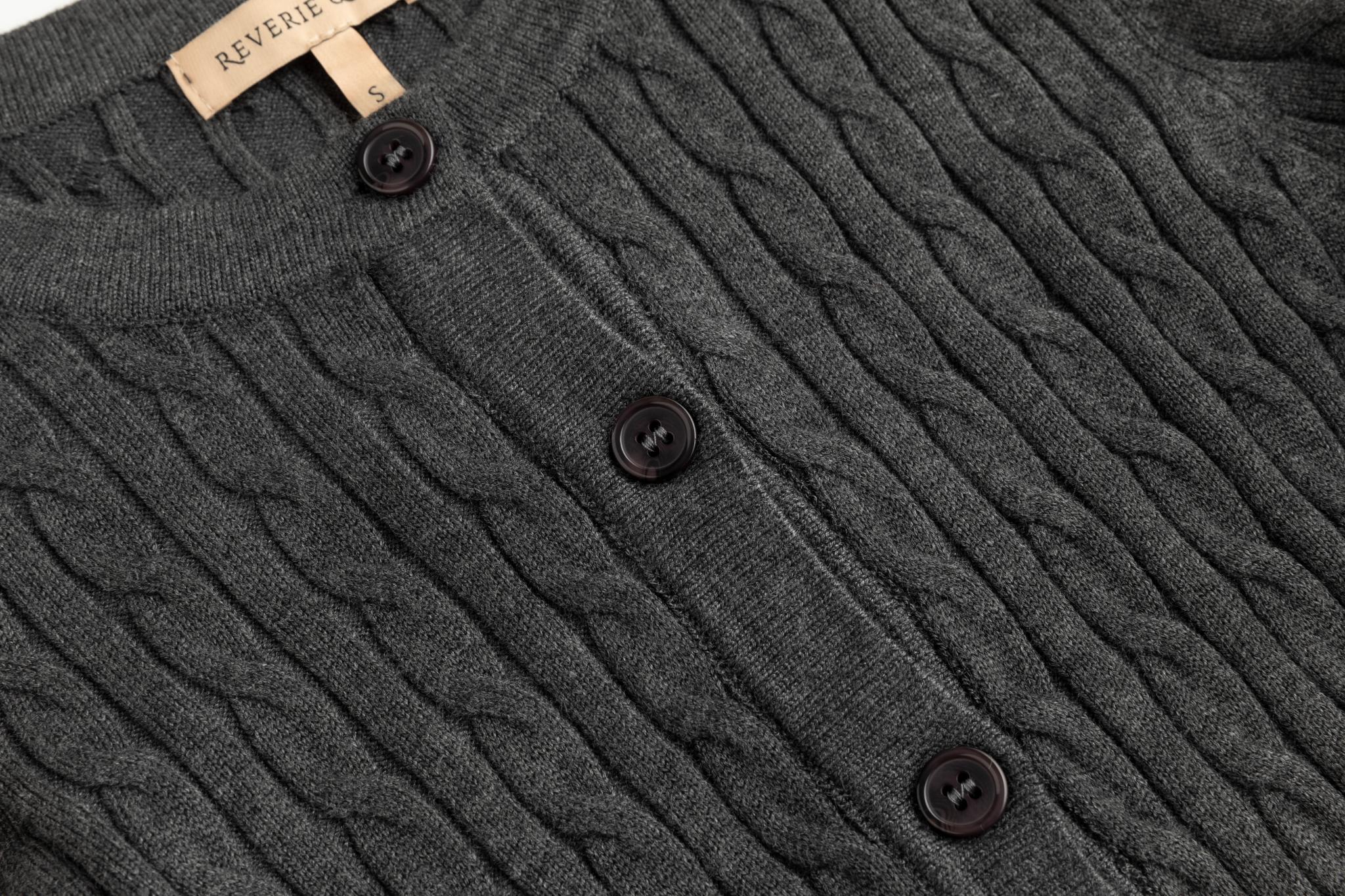 Cable Knit Cardigan - Grey