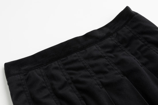 Corduroy Box Pleated Skirt - Long - Black